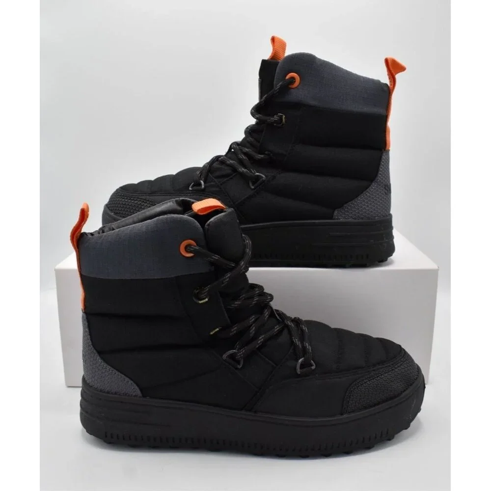 SWIMS Womens 9 Snow Runner Black‎ Orange Insulated High-Top Lace-Up Snow Boots